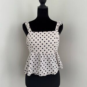 Elegant Polka Dot Ruffle Blouse - Black and White